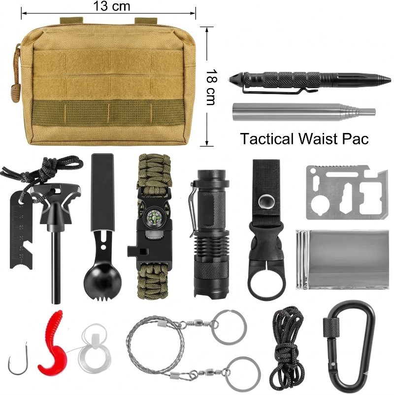 Professionele Survival Set met Tactische MOLLE Pouch