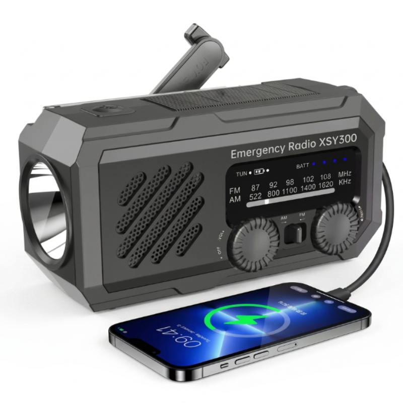 XSY300 Noodradio met Powerbank, Zaklamp en Handzwengel
